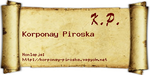 Korponay Piroska névjegykártya